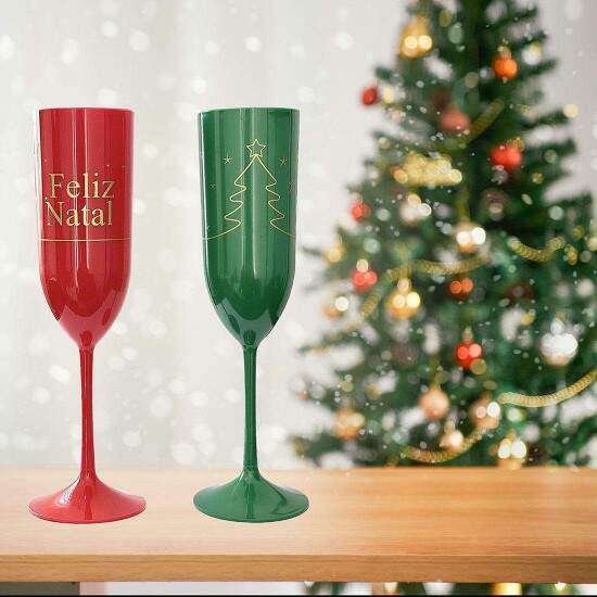 Taa Champagne Verde Personalizada com Mensagem de Feliz Natal - 190ml