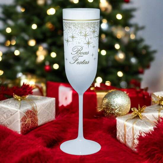 Taa Champagne Branca Personalizada de Boas Festas - 190ml
