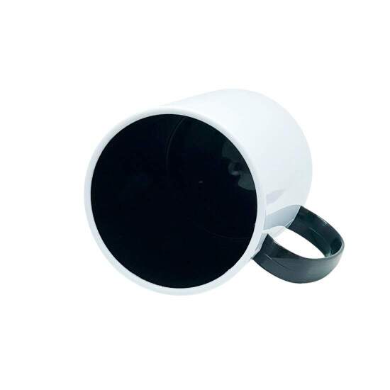 Caneca de Polmero Branco com Interior e Ala Preta para Sublimao - 325ml
