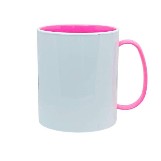 Caneca de Polmero Branco com Interior e Ala Pink para Sublimao - 325ml