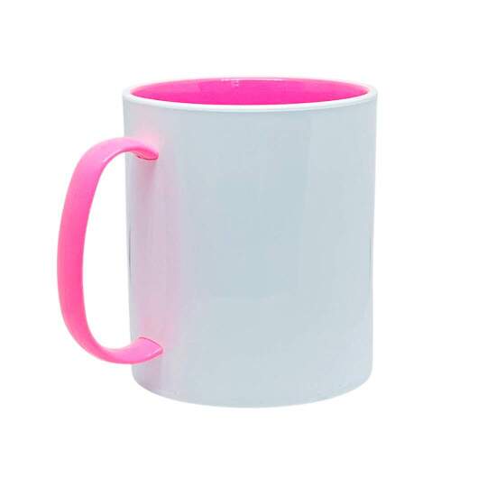 Caneca de Polmero Branco com Interior e Ala Pink para Sublimao - 325ml