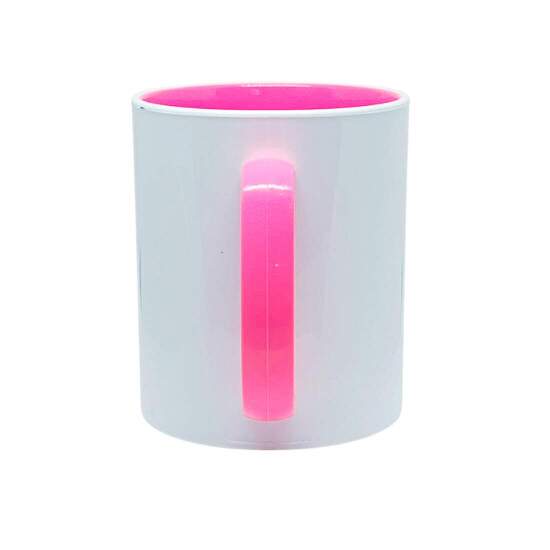 Caneca de Polmero Branco com Interior e Ala Pink para Sublimao - 325ml