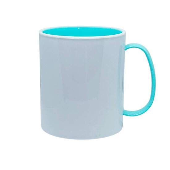 Caneca de Polmero Branco com Interior e Ala Azul Beb para Sublimao - 325ml