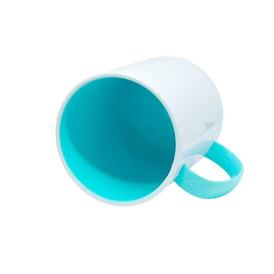 Caneca de Polmero Branco com Interior e Ala Azul Beb para Sublimao - 325ml