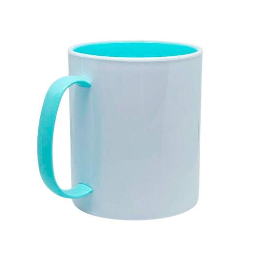 Caneca de Polmero Branco com Interior e Ala Azul Beb para Sublimao - 325ml