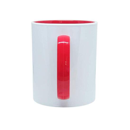 Caneca Personalizvel de Polmero Branco com Interior e Ala Vermelha - 325ml para Sublimao