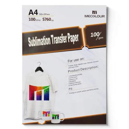 Papel Sublimtico Mecolour A4 210x297mm 100g - 100 Folhas