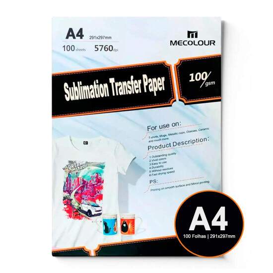 Papel Sublimtico Mecolour A4 210x297mm 100g - 100 Folhas