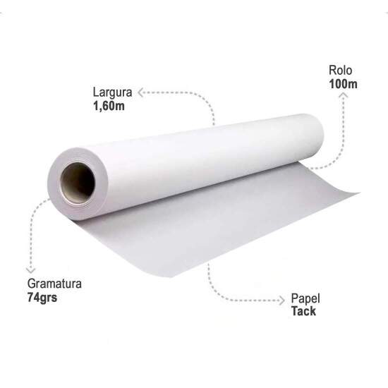 Bobina de Papel Sublimtico 74grs com Tack Tarugo 3P - 1,60x100mts