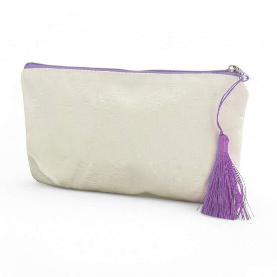 Necessaire de Polister Bege com Zper Lils para Sublimao - 15x27cm