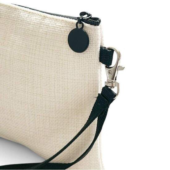 Necessaire de Polister Bege com Zper Preta para Sublimao - 15x24cm
