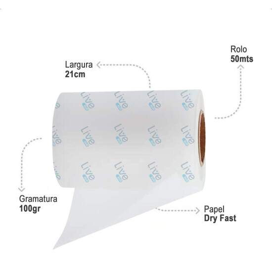 Bobina de Papel Sublimtico Livesub Dry Fast 100g - 0,21x50mts