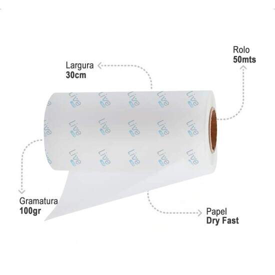 Bobina de Papel Sublimtico Livesub Dry Fast 100g - 0,30x50mts