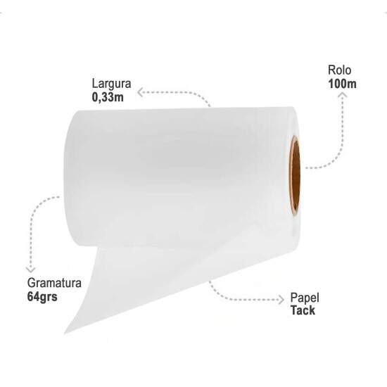 Bobina de Papel Sublimtico 64grs com Tack 2P - 0,33x100mts