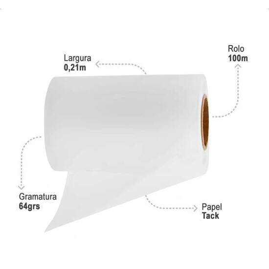 Bobina de Papel Sublimtico 64grs com Tack 2P - 0,21x100mts