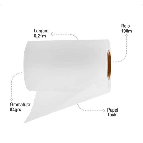 Bobina de Papel Sublimtico 64grs com Tack 2P - 0,21x100mts