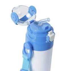 Garrafa Trmica de Inox Branco com Ala e Tampa Astronauta Azul para Sublimao - 350ml