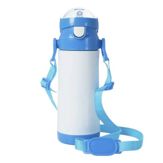 Garrafa Trmica de Inox Branco com Ala e Tampa Astronauta Azul para Sublimao - 350ml