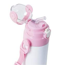 Garrafa Trmica de Inox Branco com Ala e Tampa Astronauta Rosa para Sublimao - 350ml