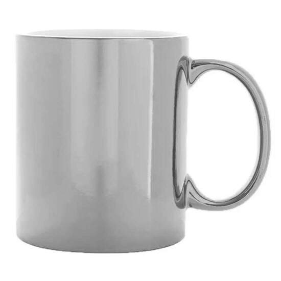 Caneca de Cermica Cromada Prateada para Sublimao - 325ml