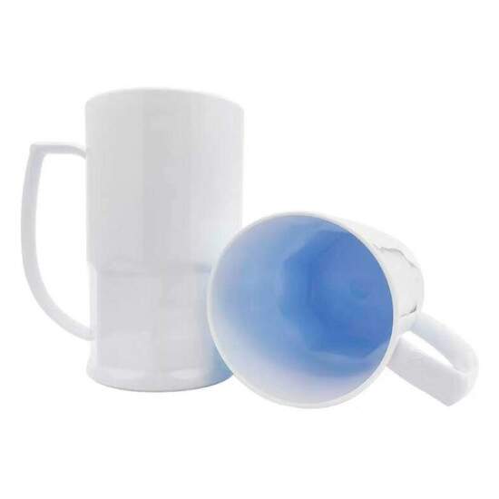 Caneca Chopp de Polmero Branco Leitoso para Sublimao - 450ml