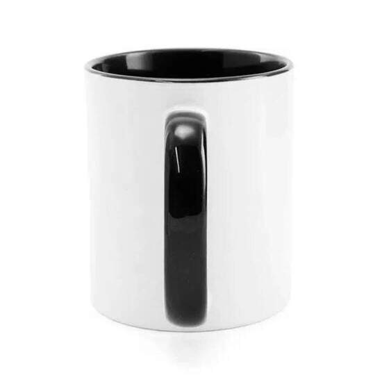 Caneca de Cermica Branca com Interior e Ala Preto para Sublimao - 325ml
