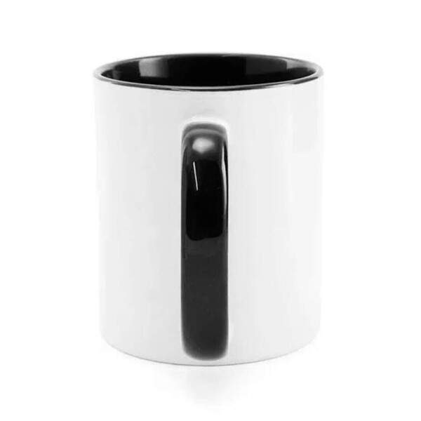 Caneca de Cermica Branca com Interior e Ala Preto para Sublimao - 325ml