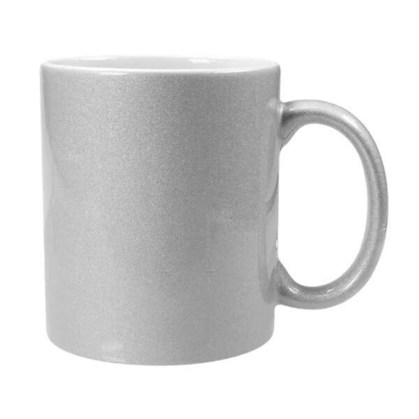 Caneca de Cermica Perolada Prateada para Sublimao - 325ml