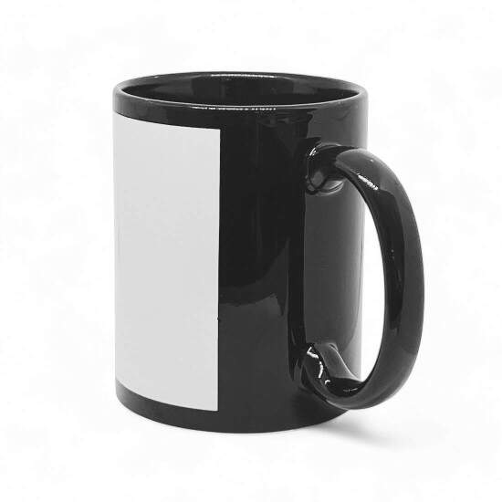 Caneca de Cermica Preta com Tarja Branca para Sublimao - 325ml