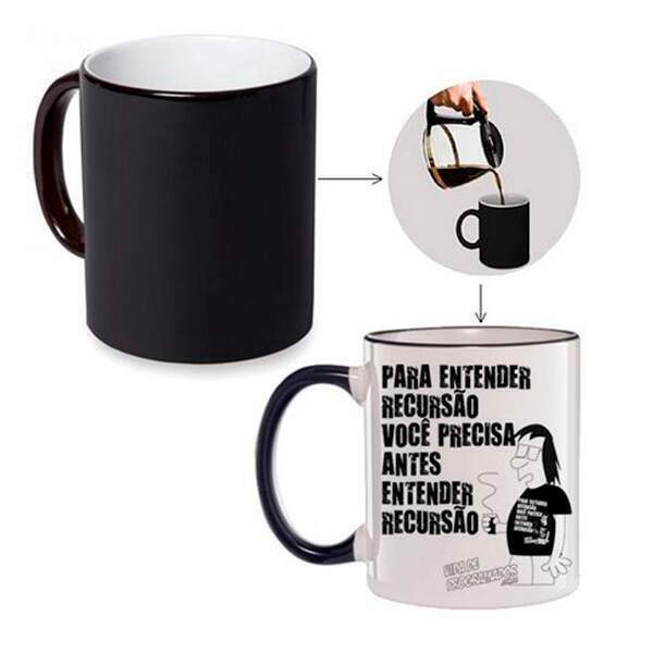 Caneca de Cermica Mgica Preto Fosco para Sublimao - 325ml