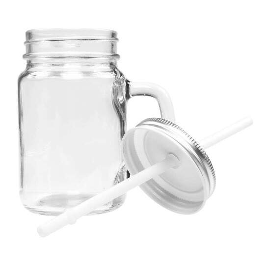 Caneca Mason Jar de Vidro Cristal Sublimtica - 475ml