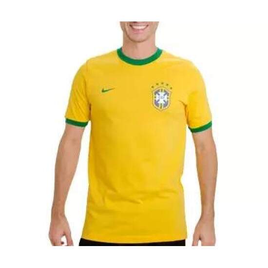 Camiseta de Polister Amarelo c/ Punho Verde para Sublimao