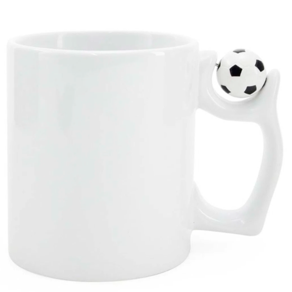Caneca de Cermica com Ala Enfeite Bola de Futebol - 325ml