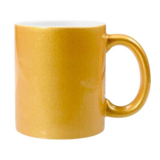 Caneca de Cermica Perolada Dourada para Sublimao - 325ml
