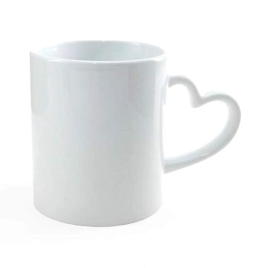 Caneca Branca com Ala Corao e Interior Branco para Sublimao