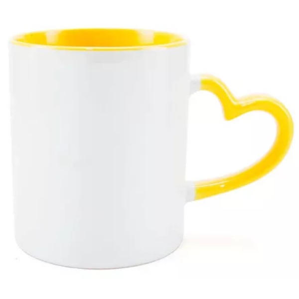 Caneca Branca com Ala Corao e Interior Amarelo para Sublimao