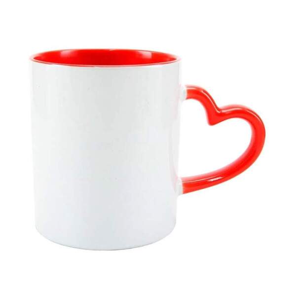 Caneca Branca com Ala Corao e Interior Vermelho para Sublimao