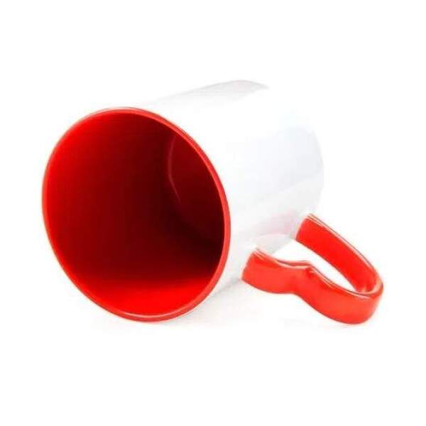 Caneca Branca com Ala Corao e Interior Vermelho para Sublimao