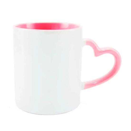 Caneca Branca com Ala Corao e Interior Rosa para Sublimao
