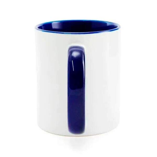 Caneca de Cermica Branca com Interior e Ala Azul Escuro para Sublimao - 325ml