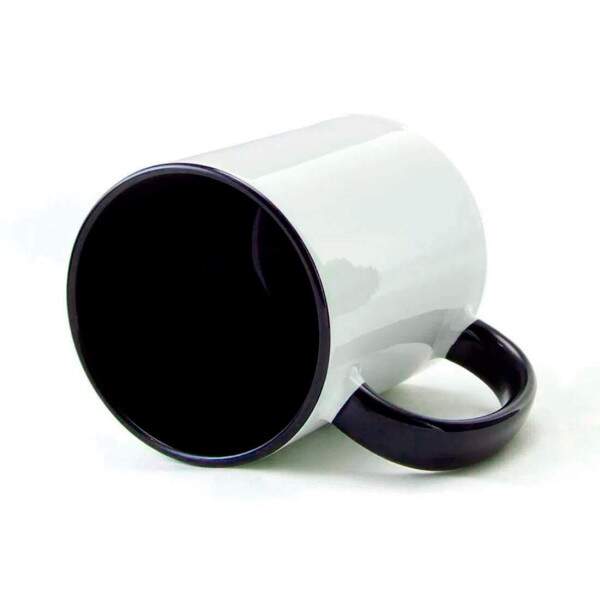 Caneca de Cermica Branca com Interior e Ala Azul Escuro para Sublimao - 325ml