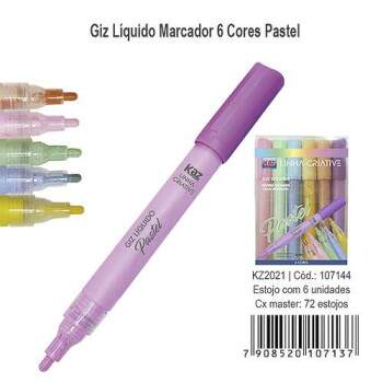 Giz Liquido Colorido Pastel 06 unidades Kaz
