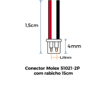 Conector Molex 51021 2 Pinos Com Rabicho 15cm