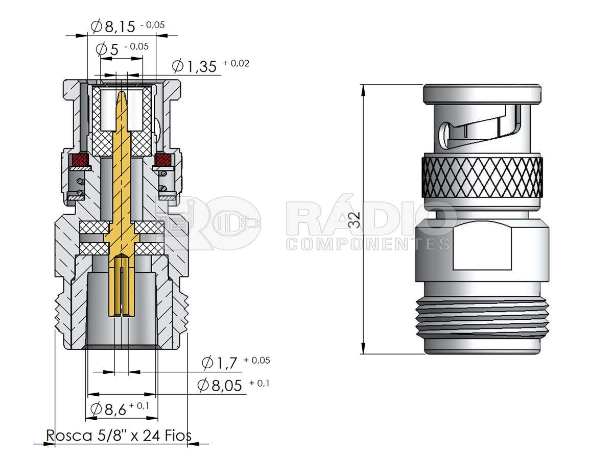 Adaptador Bnc Macho X N Fmea Klc-1