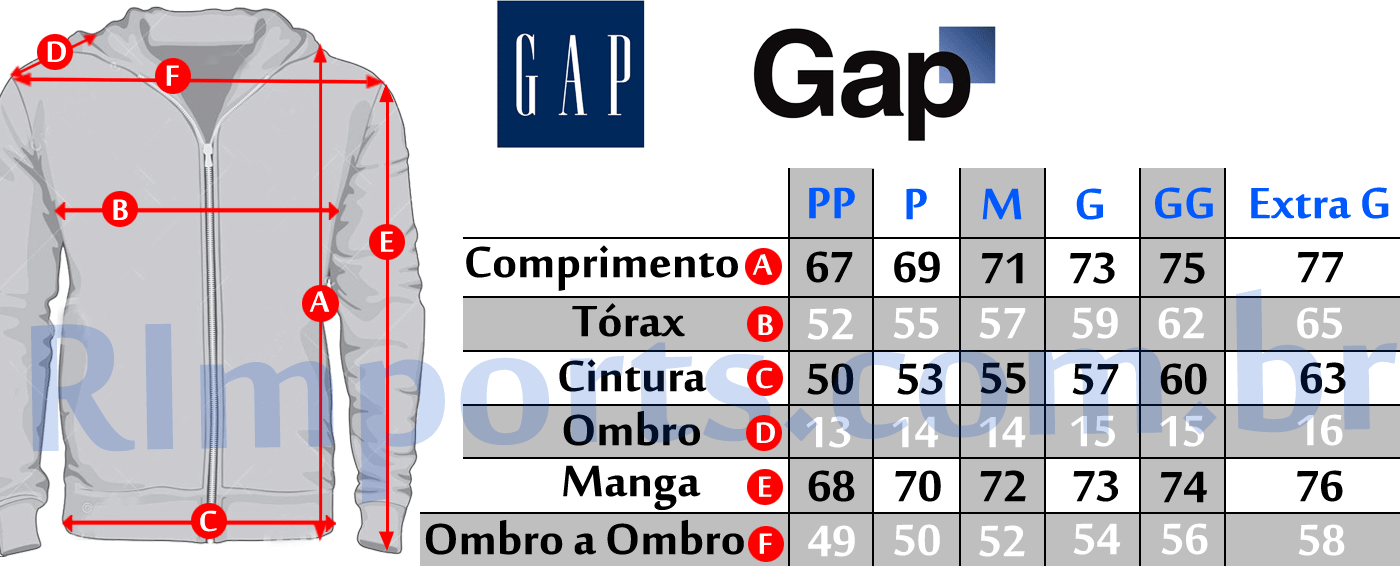 Medidas aproximadas das Moletom Gap Masculino Medidas aproximadas das Moletom Gap Masculino
