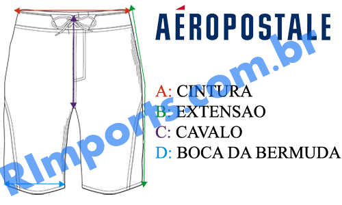 Medidas exatas da Bermuda Aeropostale Medidas exatas da Bermuda Aeropostale
