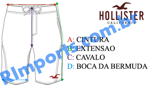 Medidas exatas do Short Moletom Hollister Medidas exatas do Short Moletom Hollister