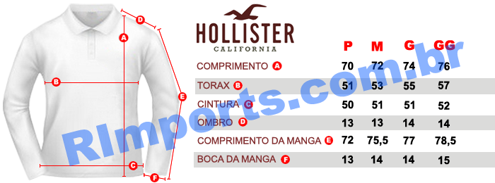 Medidas aproximadas das Blusas Hollister Masculina Medidas aproximadas das Blusas Hollister Masculina