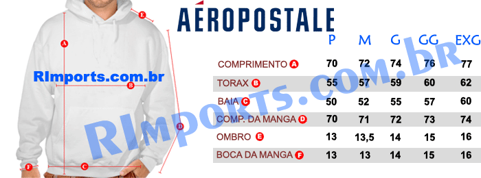 Medidas aproximadas das Moletons Aeropostale Masculino Medidas aproximadas das Moletom Aeropostale Masculino