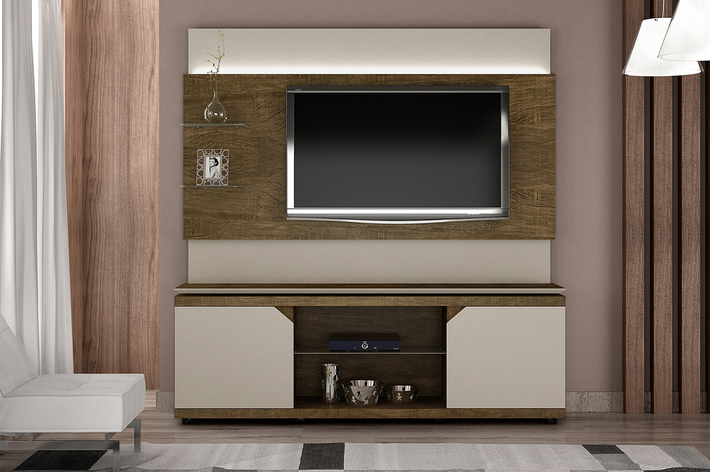 Conjunto Rack Florenca E Painel Turin Mobilia E Cia